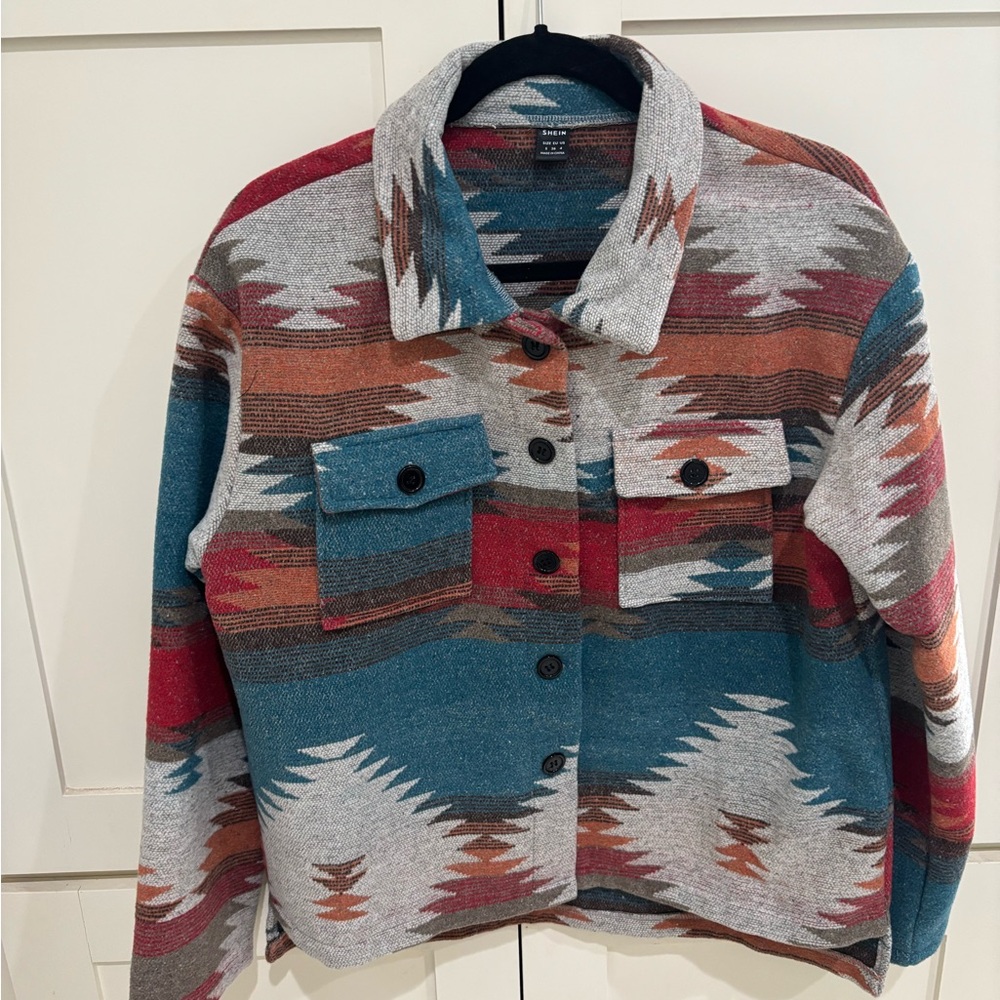 SHEIN Multicolor Aztec Pattern Jacket - Picture 2 of 4